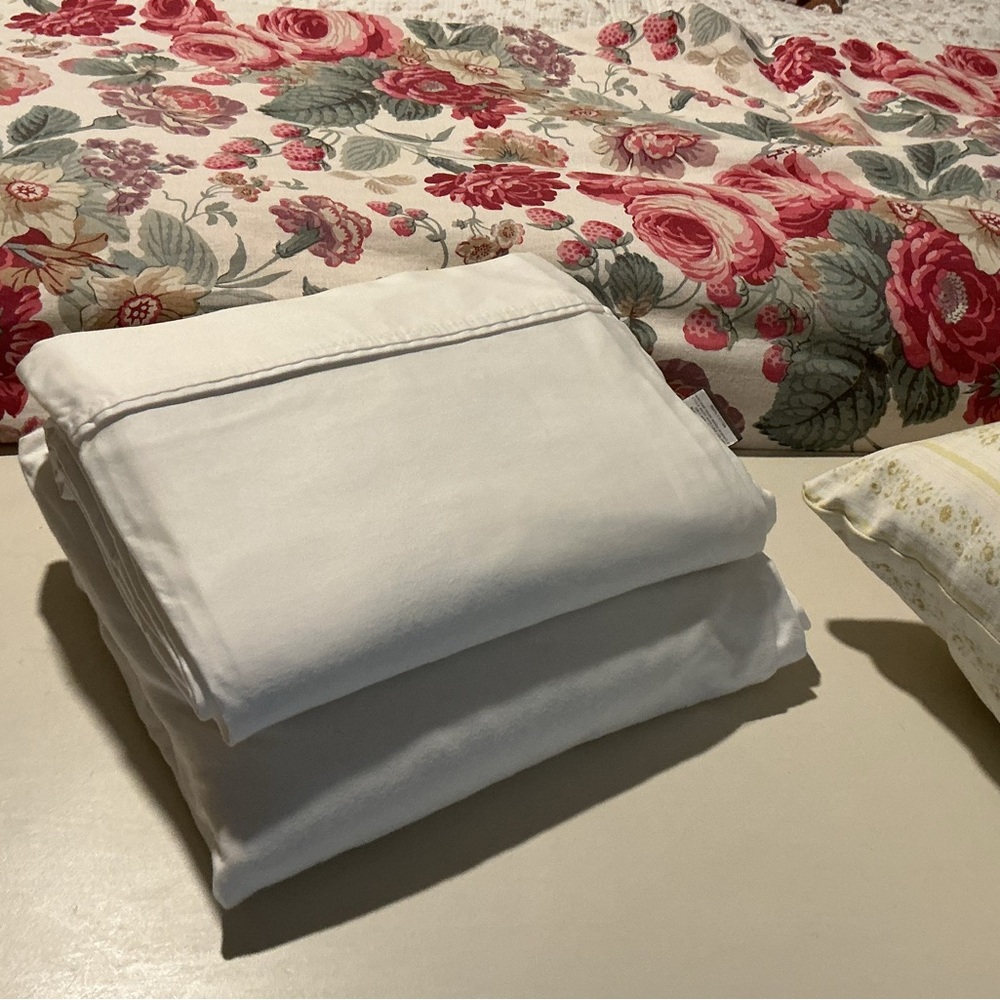 New Threshold Signature Crisp White Percale Cotton Sheet Set